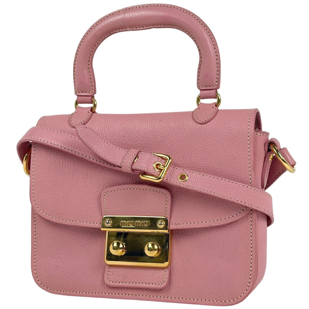 Miu Miu 2way Shoulder Bag Leather Pink